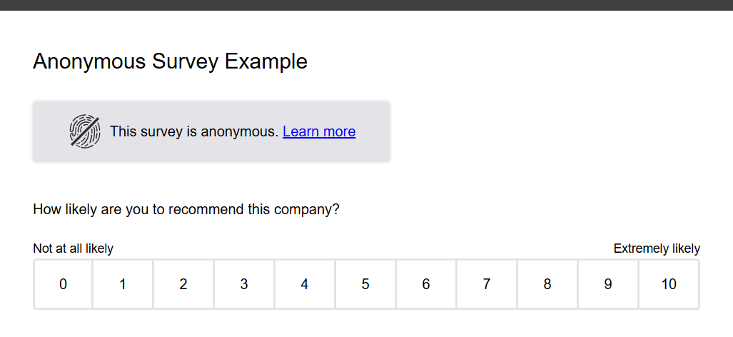 Anonymous survey example
